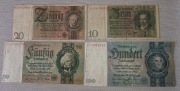 Banknot Rzesza Niemcy zestaw 10, 20, 50, 100 marek 1924 r