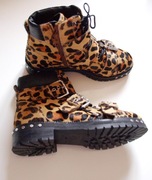 Topshop botki leopard print skóra naturalna 37.5 