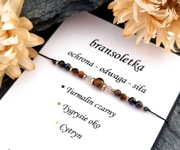 Bransoletka ochrona/odwaga/siła (turmalin, tygrysie oko, cytryn) na sznurku