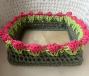 Duży Wielkanocny wiosenny koszyczek ze sznurka, tulipany, handmade