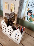 Przybornik / Organizer na biurko /Domki Kamieniczki drewniane