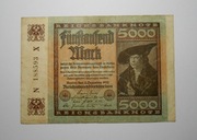 Stary banknot 5000 Marek Niemcy