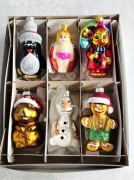 Bombki choinkowe szklane 6 szt mix kolorowe kształtki retro jak prl figurki