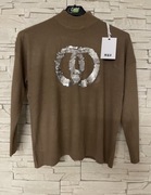 Sweter czekoladowy brąz CC cekiny oversize 