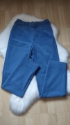 Niebieskie szerokie spodnie sztruksowe S/M wysoki stan Vintage