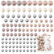 Topper piker na tort 12 szt kule boho kremowe