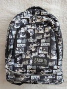 Czarny kolorowy wzorzysty duży plecak szkolny Back Up anime manga komiks