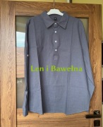 Letnia koszula męska z dł. rękawem len i bawełna Ouku r.L/XL-nowa bez metki