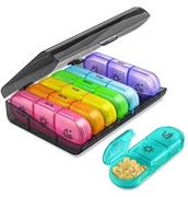 Organizer na tabletki 7 dni 3 przegrody czarne etui kolorowe pudełka