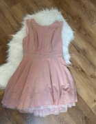Pudroworóżowa sukienka rozmiar XL/42 z brokatem 