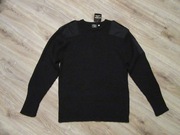 BEAVER LAKE męski czarny ciepły sweter 100% wełna NOWY _ 60 _ L/XL