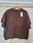 brązowy sweter bouclé oversize made in italy nowy