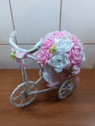 Dekoracja weselna, prezent, urodziny, ozdoba domu - rowerek z kwiatami