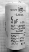 Kondensator BS 5267 5uF 400V 50Hz made Italia
