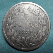 Moneta srebrna Francja 5 franków 1831 A Ludwik Filip wieniec