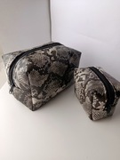 Kosmetyczka skorzana duża zestaw wzór skóry węża handmade
