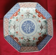 Osmiokątna Patera/ talerz Imari. Okres Meiji, Arita Japonia sr 25cm