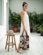 Szaro-brązowa duża torba słomkowa, ręczne robiona 