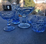 Cukiernica, pucharek, wazonik, koszyczek 3 szklaneczki huta Ząbkowice