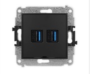 Gniazdo Usb Mini podwójne czarny mat 