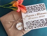 Drewniana kartka - Pamiątka ślubna