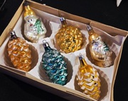 Bombki prl szklane 6 szt  kształtki ozdoby choinkowe vintage