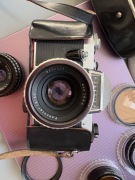 Aparat analogowy Praktica Nova I+Zeiss Jena Pancolar 50mm f/1.8+Domiplan  