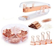 Artykuły biurowe w kolorze różowego złota