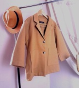 Beżowy krótki płaszcz damski retro L 40 wiosenny płaszczyk, elegancki, cozy