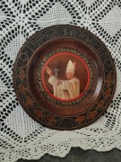 Drewniany talerz ozdobny papież Jan Paweł II JP2