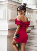 Sukienka hiszpanka - fuksja -na Studniówkę, wesele, rankę_M