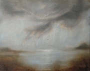 Obraz olejny pejzaż  "Nad rozlewiskiem" 