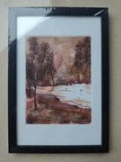 Akwarela Akwarelka Obraz pt: Leśny Szmer - oprawiona