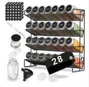 PRZYPRAWNIKI + REGAŁ, Słoiczki Na Przyprawy 28 szt Naklejki Pisak Regał