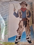 STRÓJ KOWBOJ - kamizelka,nakładki na spodnie,kapelusz,chusta, rozm.130/140