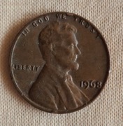 One cent 1968 błąd rewers 