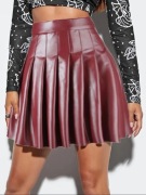 Spódnica skóra plisowana bordowa M