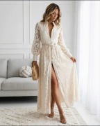 Sukienka koronkowa długa ażurowa boho L