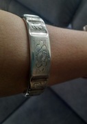 Bransoletka srebrna damska, szeroka, stara.