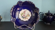 Kobaltowa porcelanowa patera z czasu PRL