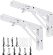 Składane wsporniki półek 20 cm (8 cali) – zestaw 2 szt. – stalowe, białe 