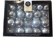 Komplet szklanych bombek srebrnych w różnych  odcieniach 42 szt.