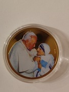 Medal Jan Pawel II i Matka Teresa 38mm.23,73g.24 karaty plater zloto 2011r.