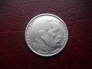 MONETA Niemcy - III Rzesza - 2 Marki 1938 r. HINDENBURG  - Srebro