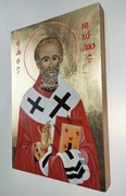 Święty Mikołaj, oryginał ikona deska lipowa tempera