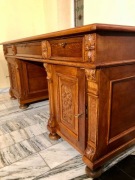 BIURKO ze skórzanym blatem gabinet kancelaria ORGINAL Orzech FRANCJA  Antyk