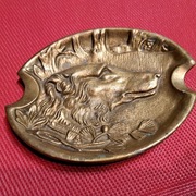 Stara Mosiężna popielniczka Pies Myśliwski - Chart 