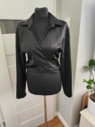 NOWA Czarna bluzka Zara wiązana w talii kopertowy dekolt rozmiar M 