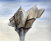 "Levitujący bunkier" abstrakcja geometryczna.100x80 