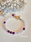 Bransoletka z kamieni naturalnych Agat kwiatowy Kwarc różowy Selenit Toggle